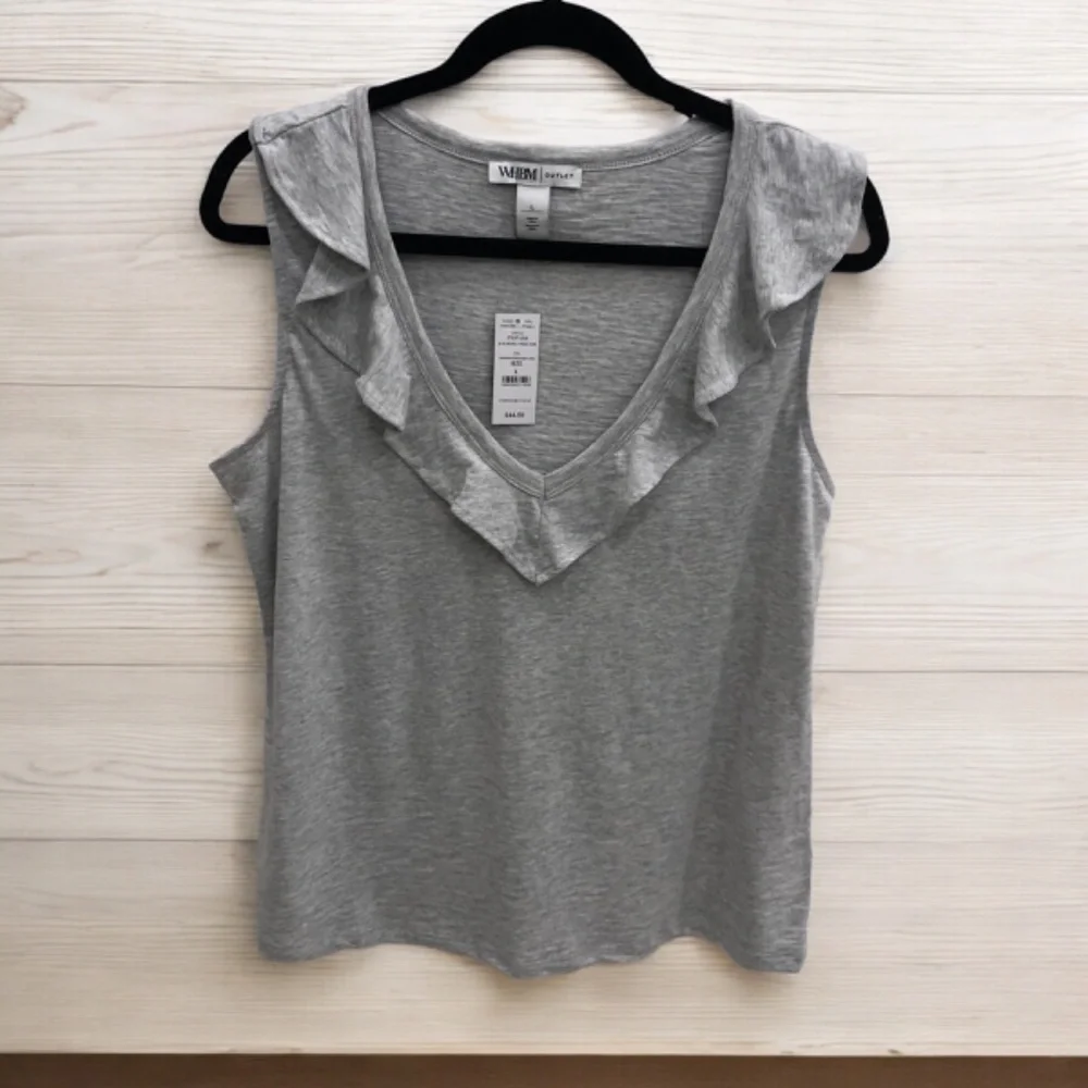 WHBM Outlet Sleeveless Ruffle V Neck Tank Top - Picture 6 of 12